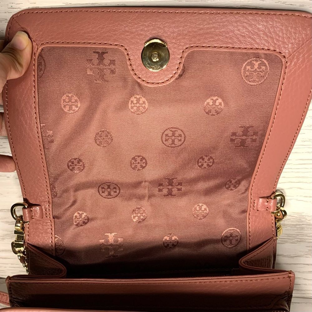 Tory Burch Landon Pebbled Leather Crossbody Combo Bag Chain Adjustable Strap - Picture 8 of 11